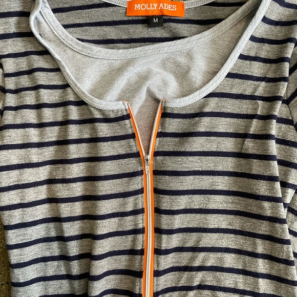 3/4 length stripped nursing shirt with zipper - Picture 4 of 4